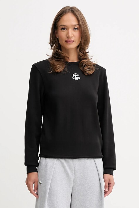 Lacoste bluza bawełniana kolor czarny z nadrukiem SH2736