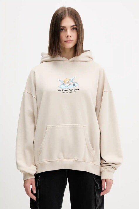 Kaotiko pamut melegítőfelső bézs, nyomott mintás, kapucnis, AR014-01-G002