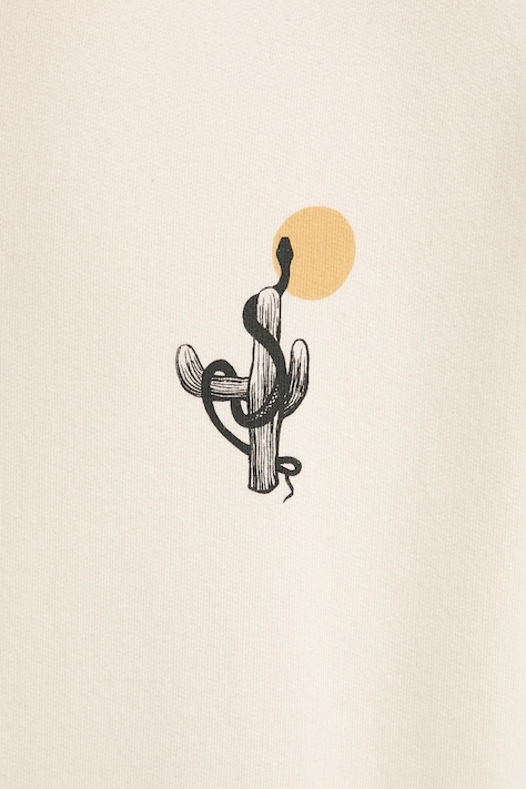 Βαμβακερή μπλούζα Kaotiko χρώμα: μπεζ, με κουκούλα, AR026-01S-M002