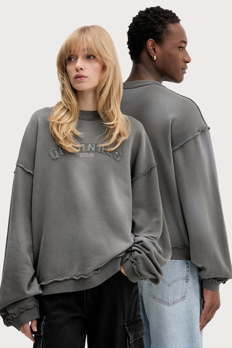 Хлопковая кофта Guess Originals цвет серый с аппликацией M5BQ39 KCPR1