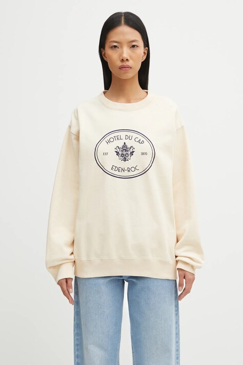 Sporty & Rich bluza bawełniana Eden Crest Embroidered kolor beżowy z aplikacją ST07160621CR01