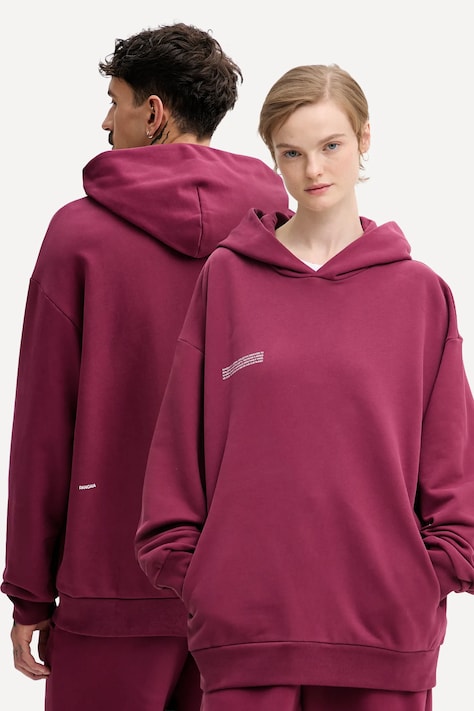 Βαμβακερή μπλούζα Pangaia χρώμα: μπορντό, με κουκούλα, 10000180