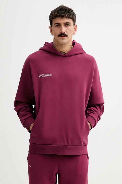 Pangaia hanorac de bumbac culoarea bordo, cu glugă, uni, 10000180