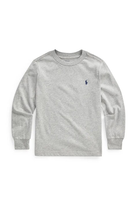 Dětské bavlněné tričko s dlouhým rukávem Polo Ralph Lauren šedá barva, 322843804005