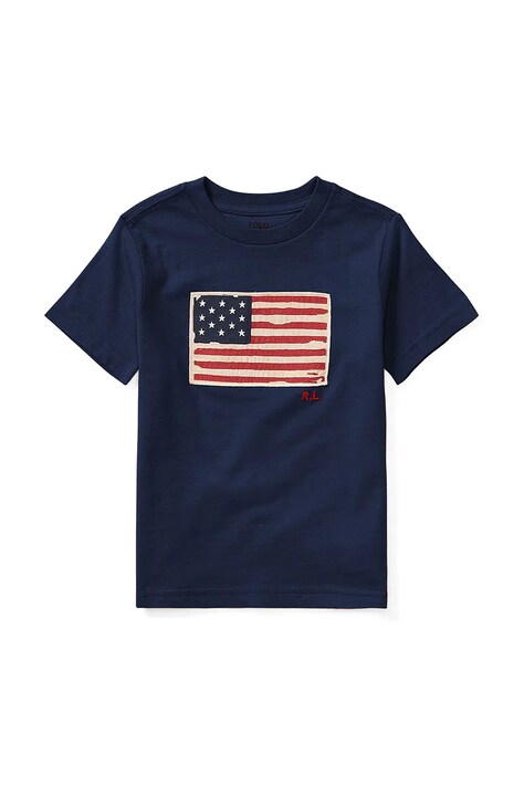 Polo Ralph Lauren t-shirt bawełniany dziecięcy kolor granatowy z aplikacją 323843794001