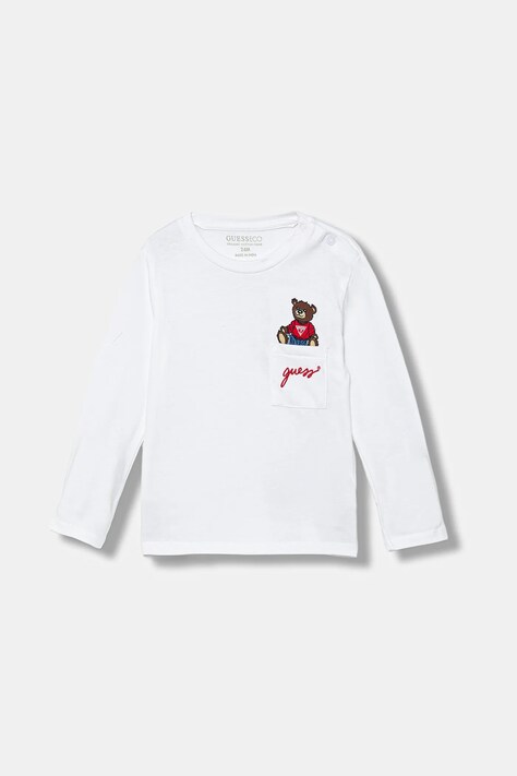 Guess longsleeve bawełniany niemowlęcy kolor biały z aplikacją I4BI00 I3Z14