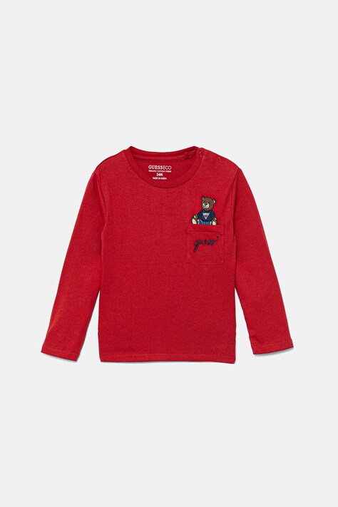 Guess longsleeve bawełniany niemowlęcy kolor czerwony z aplikacją I4BI00 I3Z14