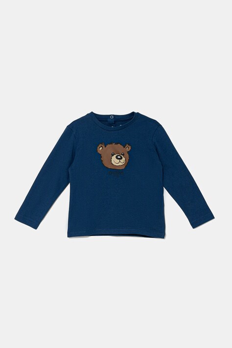 Guess longsleeve bawełniany niemowlęcy kolor niebieski z nadrukiem I5YI02 K8HM4