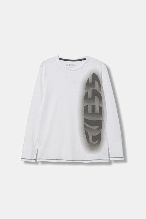 Guess longsleeve bawełniany dziecięcy kolor biały z nadrukiem L5YI02 K8HM4