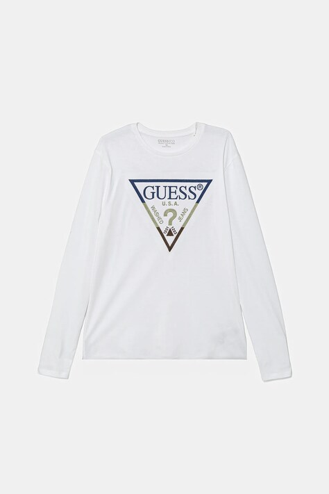 Детска блуза с дълги ръкави Guess в бяло с принт L5YI06 K8HM4