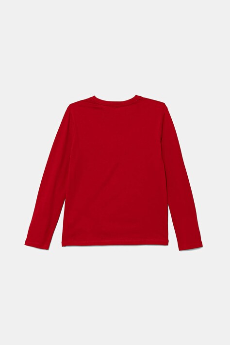 Guess longsleeve bawełniany dziecięcy kolor czerwony z nadrukiem L5YI06 K8HM4