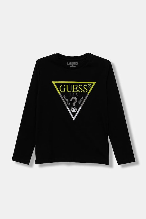 Παιδικό βαμβακερό μακρυμάνικο Guess χρώμα: μαύρο, L5YI06 K8HM4