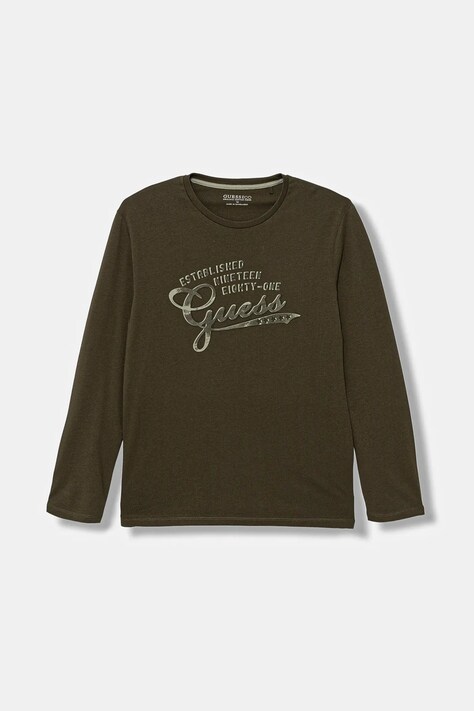 Guess longsleeve din bumbac pentru copii culoarea verde, cu imprimeu, L5YI14 K8HM4