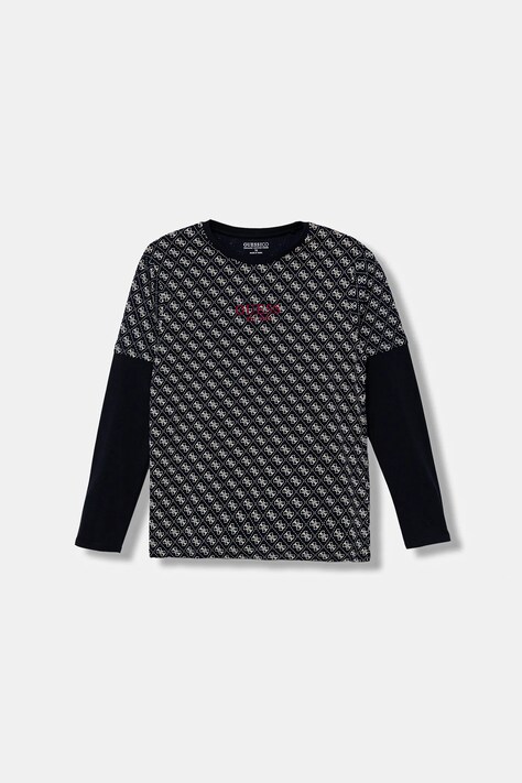 Guess longsleeve bawełniany dziecięcy kolor niebieski wzorzysty L5YI18 K8HM4