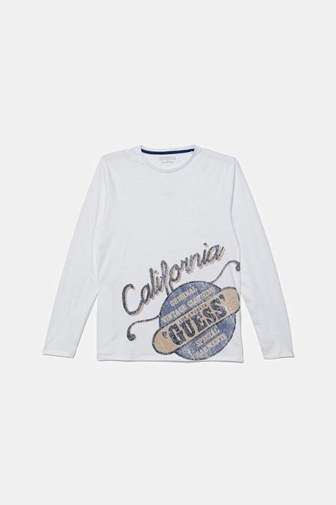 Guess longsleeve bawełniany dziecięcy kolor biały z nadrukiem L5YI26 K8HM4