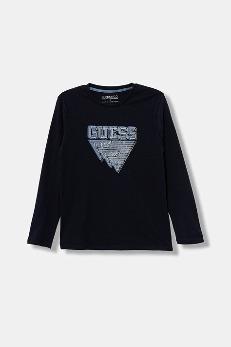 Guess longsleeve bawełniany dziecięcy kolor granatowy z nadrukiem L5YI27 K8HM4