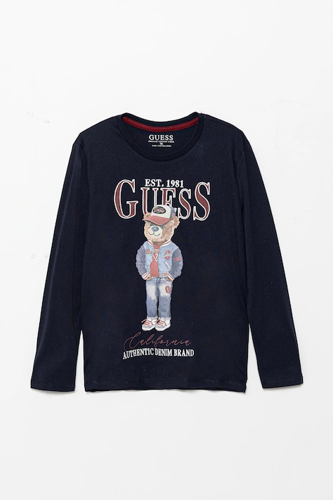Хлопковый детский лонгслив Guess цвет синий с принтом L5YI30 K8HM4