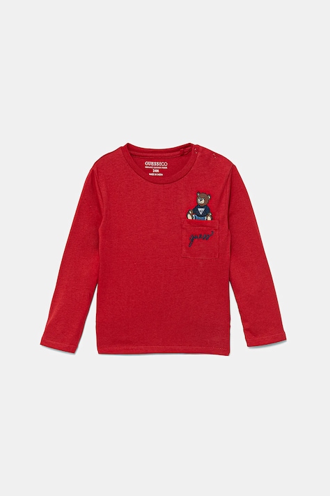 Guess maglietta a maniche lunghe per bambini colore rosso con applicazione N4BI06 I3Z14