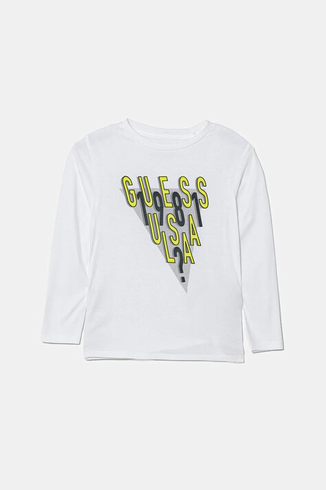 Guess longsleeve din bumbac pentru copii culoarea alb, cu imprimeu, N5YI03 K8HM4