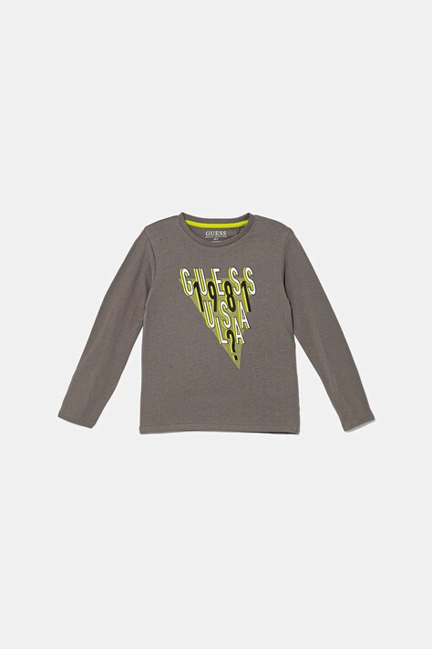 Guess longsleeve din bumbac pentru copii culoarea gri, cu imprimeu, N5YI03 K8HM4