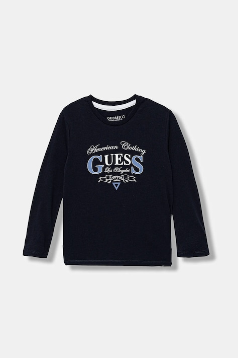 Guess longsleeve bawełniany dziecięcy kolor granatowy z nadrukiem N5YI21 K8HM4