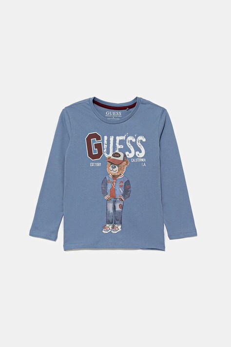 Guess longsleeve bawełniany dziecięcy kolor niebieski wzorzysty N5YI23 K8HM4