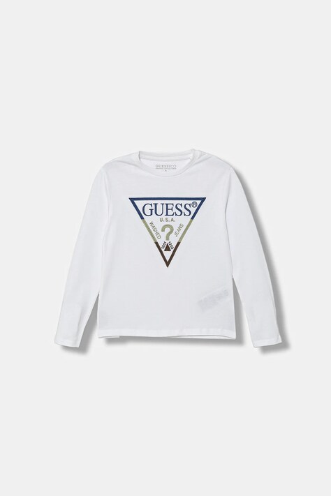 Guess longsleeve bawełniany dziecięcy kolor biały z aplikacją N5YI24 K8HM4