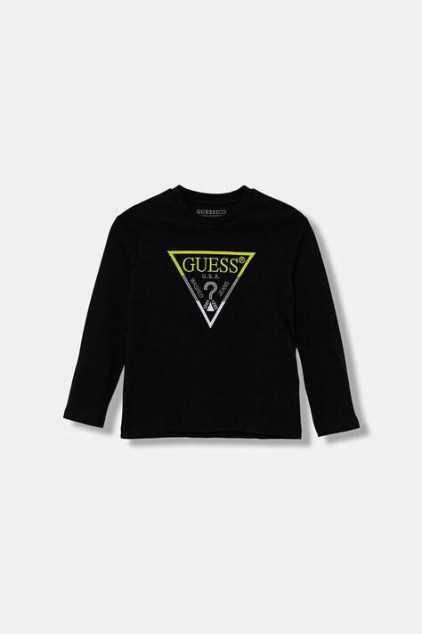 Guess longsleeve bawełniany dziecięcy kolor czarny z aplikacją N5YI24 K8HM4