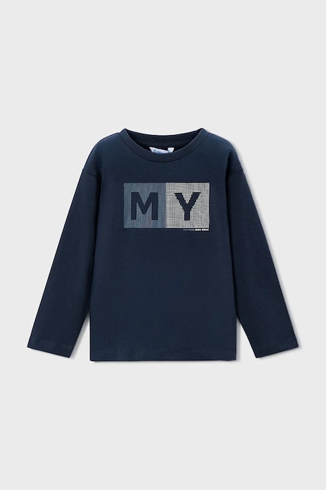 Mayoral longsleeve bawełniany kolor granatowy z nadrukiem 173