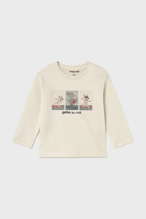 Mayoral longsleeve din bumbac pentru bebeluși culoarea bej, 2063