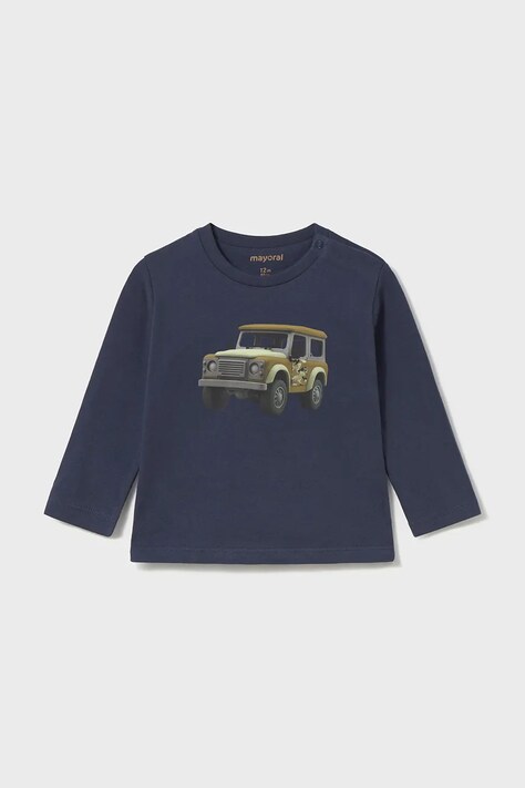 Mayoral longsleeve bawełniany kolor granatowy z nadrukiem 2066