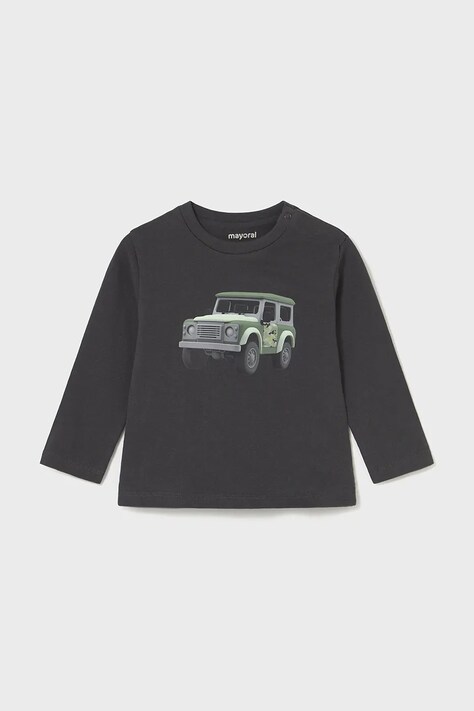 Mayoral longsleeve bawełniany kolor czarny z nadrukiem 2066