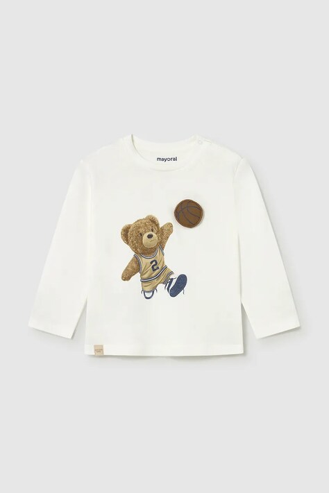 Mayoral longsleeve din bumbac pentru copii culoarea bej, cu imprimeu, 2070