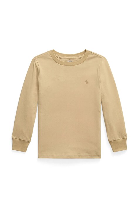 Βαμβακερή μπλούζα με μακριά μανίκια Polo Ralph Lauren χρώμα: μπεζ, 322854677097