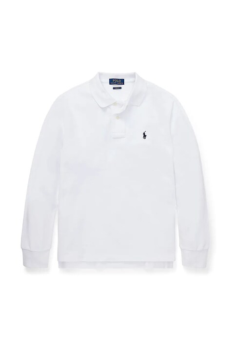 Polo Ralph Lauren longsleeve din bumbac pentru copii culoarea alb, uni, 323708858013