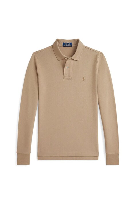 Polo Ralph Lauren longsleeve bawełniany dziecięcy kolor beżowy gładki 323708858069