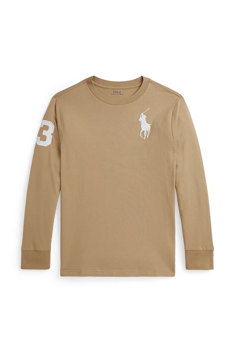 Βαμβακερή μπλούζα με μακριά μανίκια Polo Ralph Lauren χρώμα: μπεζ, 323853891023