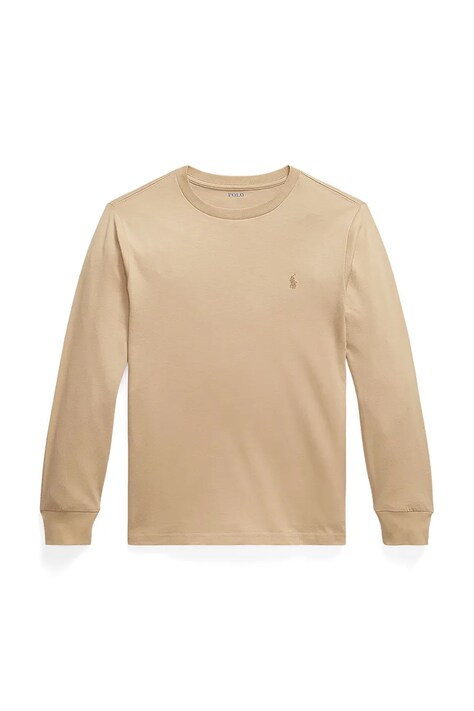 Βαμβακερή μπλούζα με μακριά μανίκια Polo Ralph Lauren χρώμα: μπεζ, 323854677097