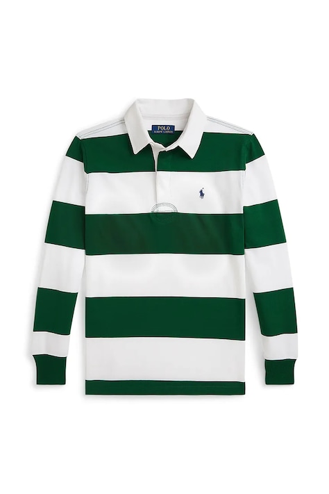 Polo Ralph Lauren longsleeve din bumbac pentru copii culoarea alb, cu imprimeu, 323882614008