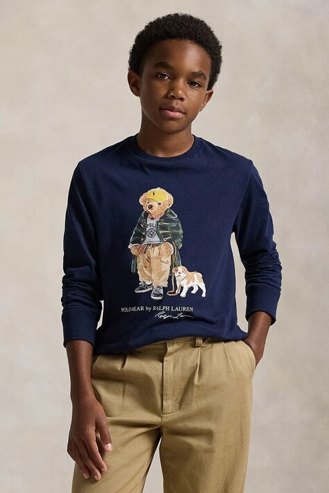 Παιδικό βαμβακερό μακρυμάνικο Polo Ralph Lauren χρώμα: ναυτικό μπλε, 323981177001