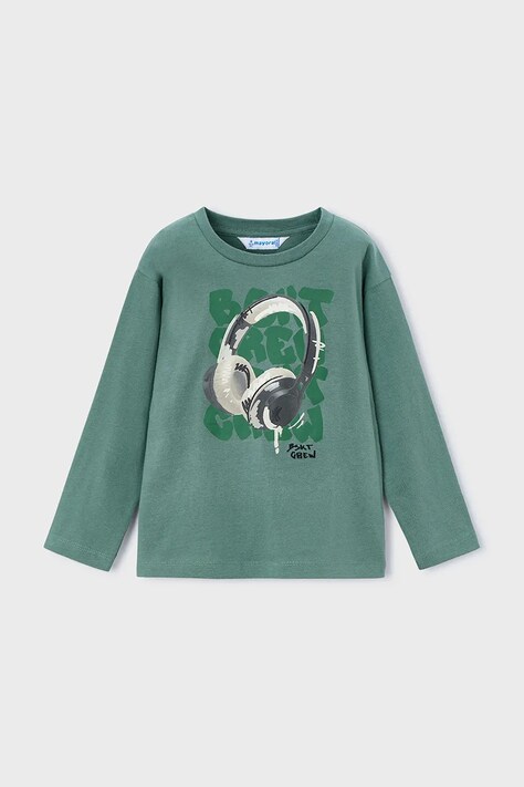 Mayoral longsleeve din bumbac culoarea verde, 4080