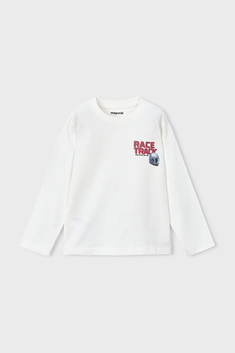 Mayoral longsleeve bawełniany dziecięcy kolor beżowy z nadrukiem 4084