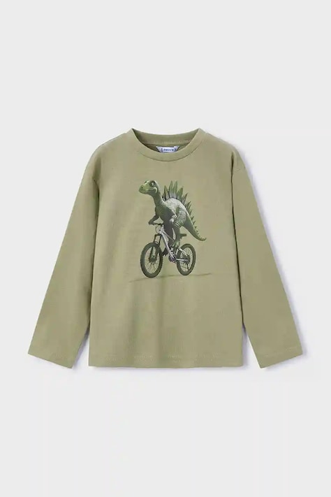 Mayoral longsleeve din bumbac pentru copii culoarea verde, cu imprimeu, 4087