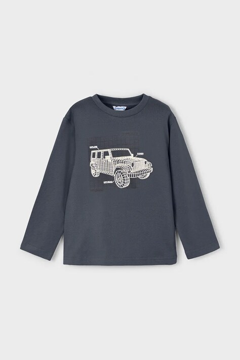 Mayoral longsleeve bawełniany dziecięcy kolor niebieski z nadrukiem 4088