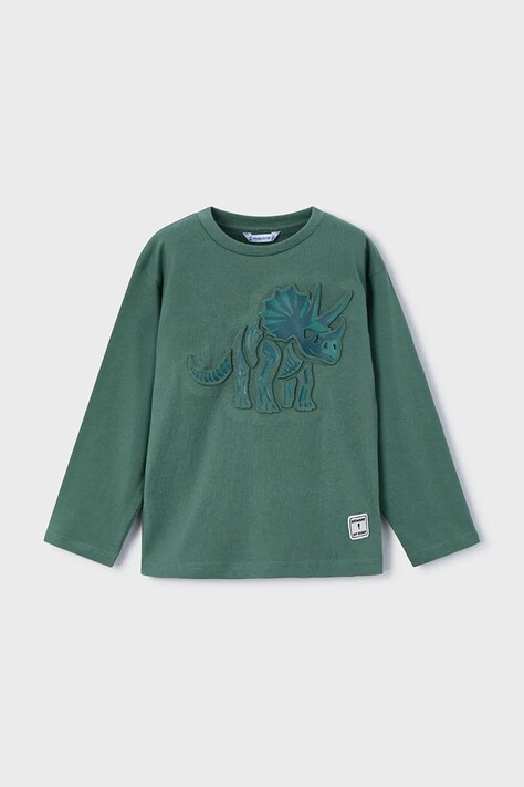 Mayoral longsleeve bawełniany dziecięcy kolor zielony z nadrukiem 4089