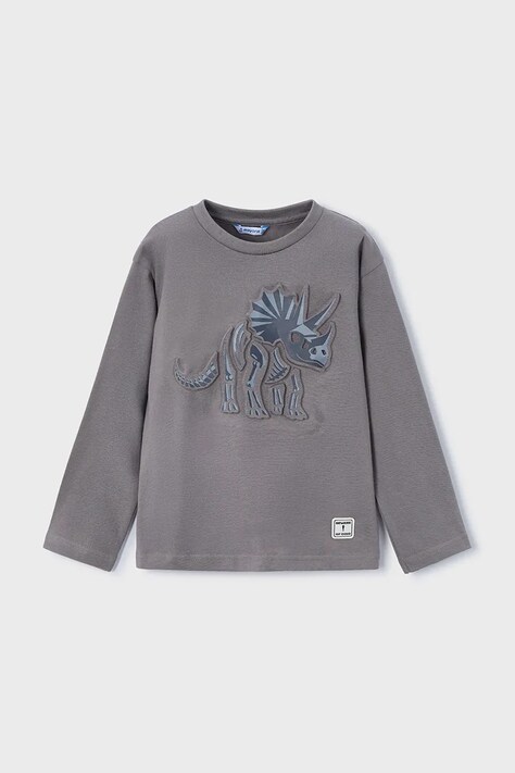 Mayoral longsleeve bawełniany dziecięcy kolor szary z nadrukiem 4089