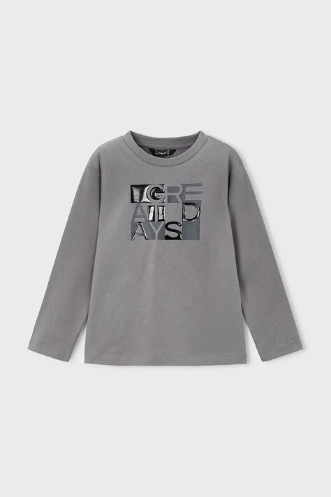 Mayoral longsleeve bawełniany dziecięcy kolor szary z nadrukiem 4095