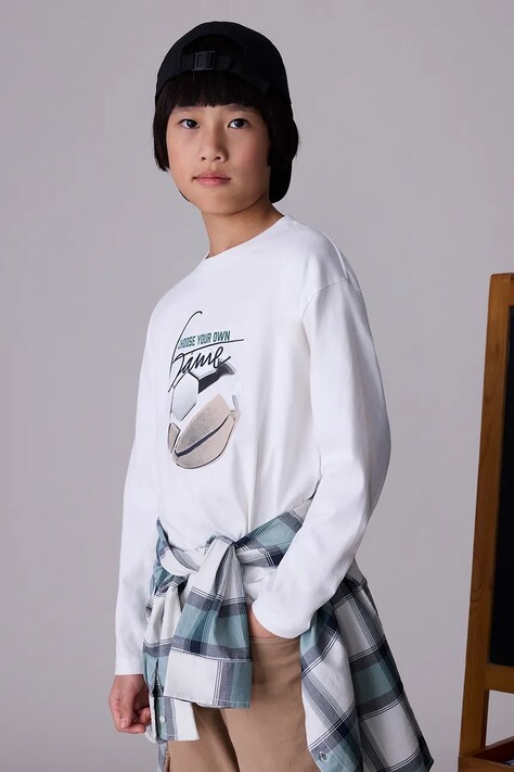 Mayoral longsleeve bawełniany kolor beżowy 7003
