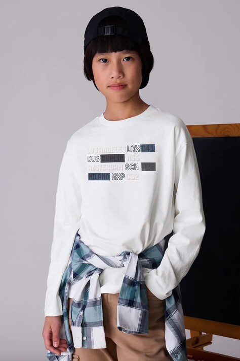 Mayoral longsleeve bawełniany kolor beżowy 7012