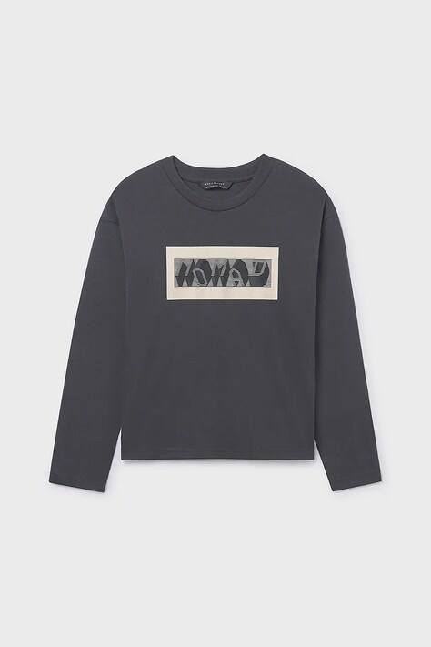 Mayoral longsleeve bawełniany dziecięcy kolor czarny z nadrukiem 7013